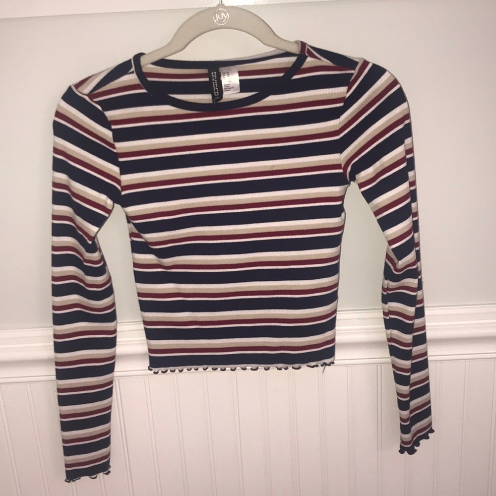 HM striped cropped long sleeve shirt